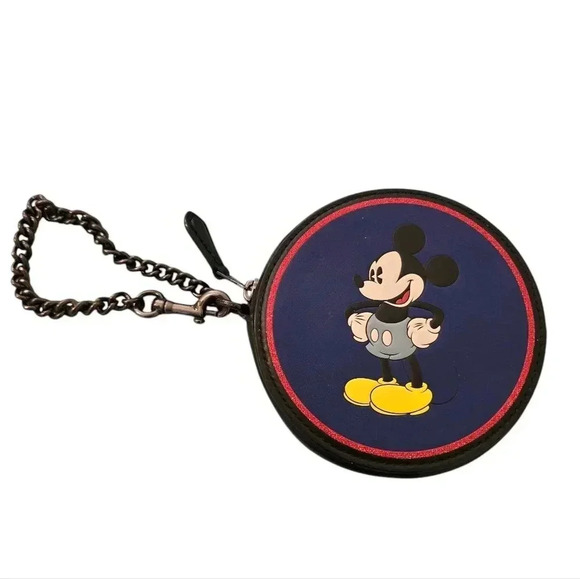 Coach Handbags - Coach X Disney Round Coin Case Wristlet With Mickey Mouse in V5/Blue Leather